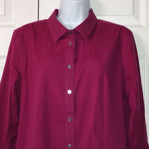 Talbots Non Iron button down magenta casual business casual blouse  Sz 14 - Picture 3 of 5